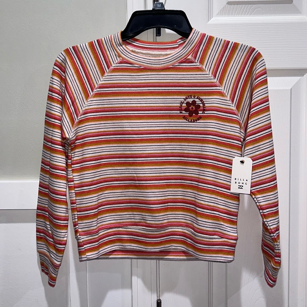 NWT Billabong Crew Neck Pullover Stripe Top